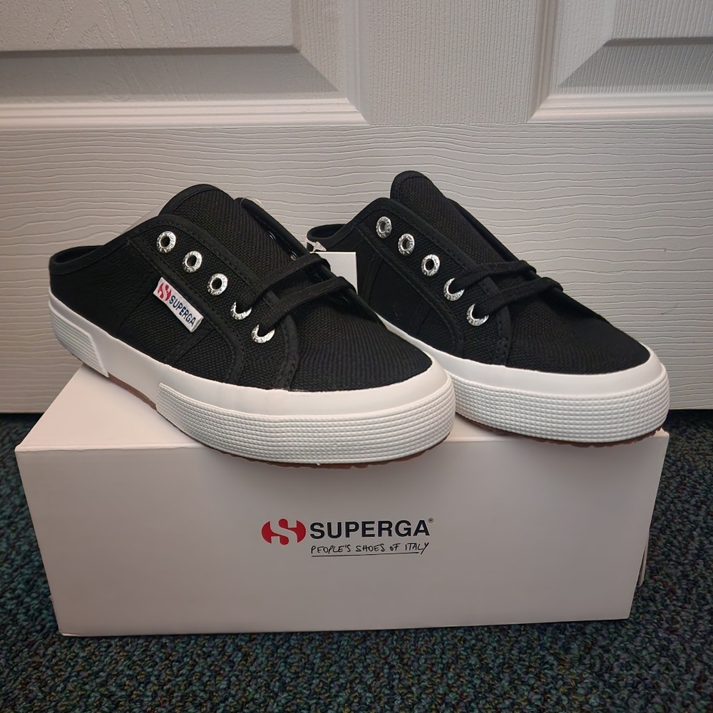 Superga Black Canvas Clog Sneakers